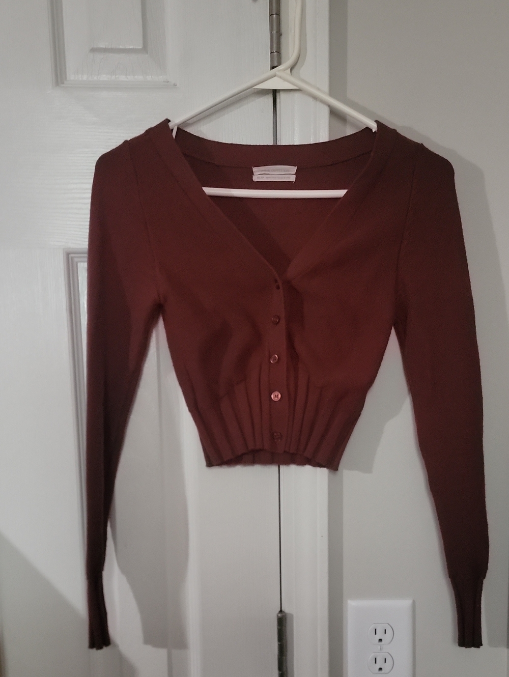 Urban Outfitters Rust Brown Cropped V-Neck Cardigan